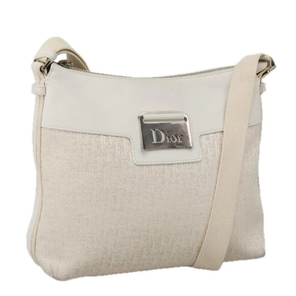 Christian Dior Trotter Canvas Shoulder Bag White Auth 103087V - Picture 1 of 16